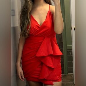 Red Ruffled Mini Dress